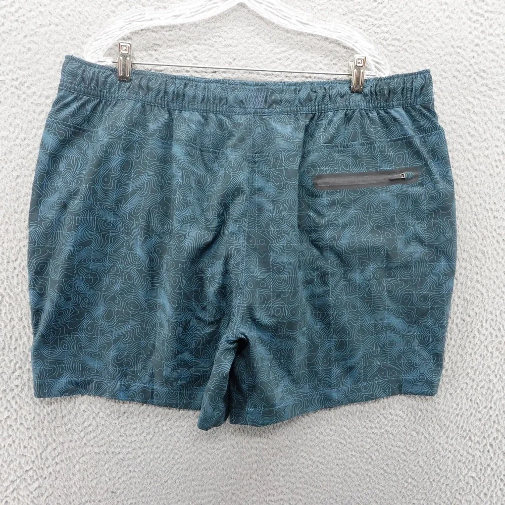 Mack Weldon Mens XXL Topographic Print Swim Trunks Blue Teal Hybrid 6
